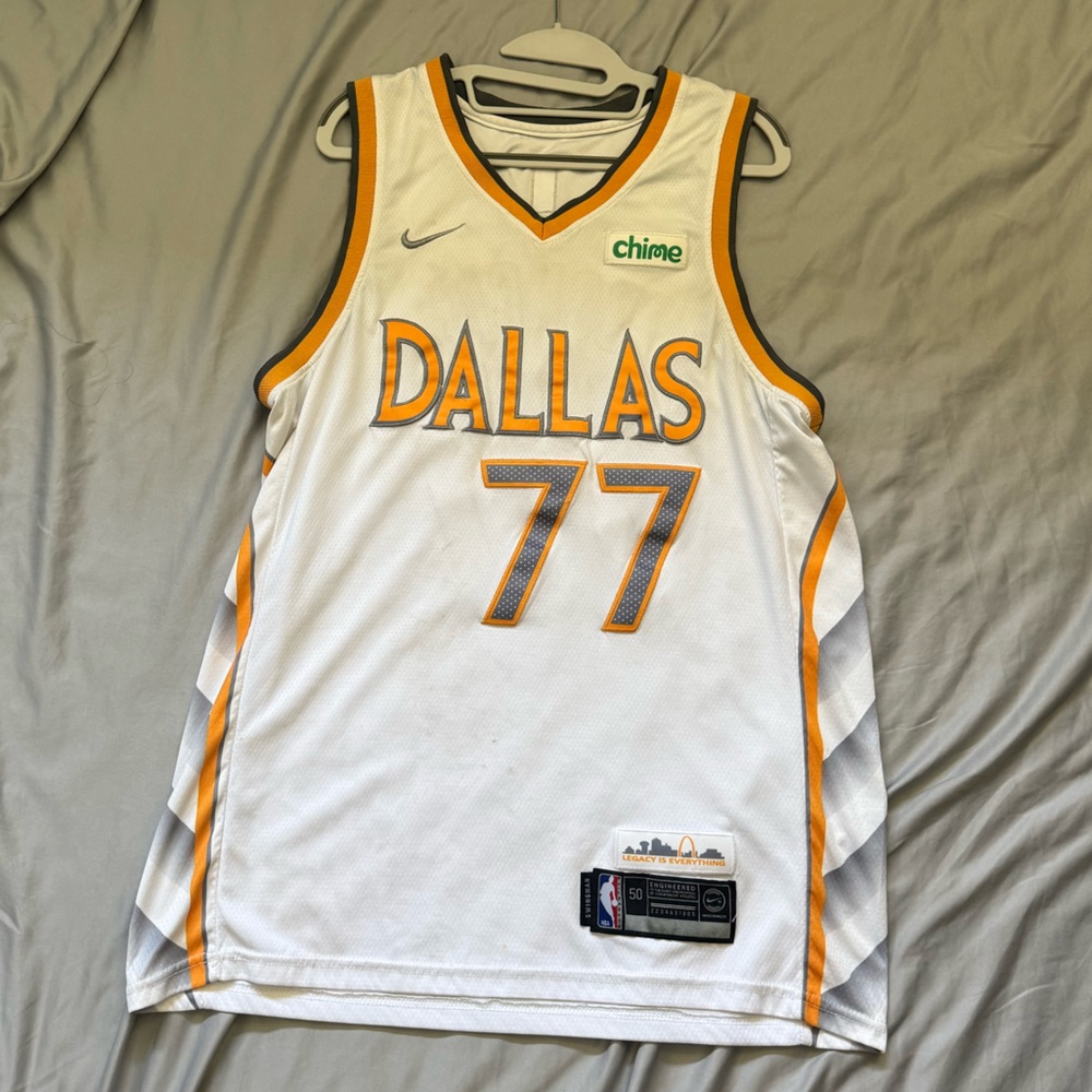 Luka Doncic White and Gold Dallas Jersey